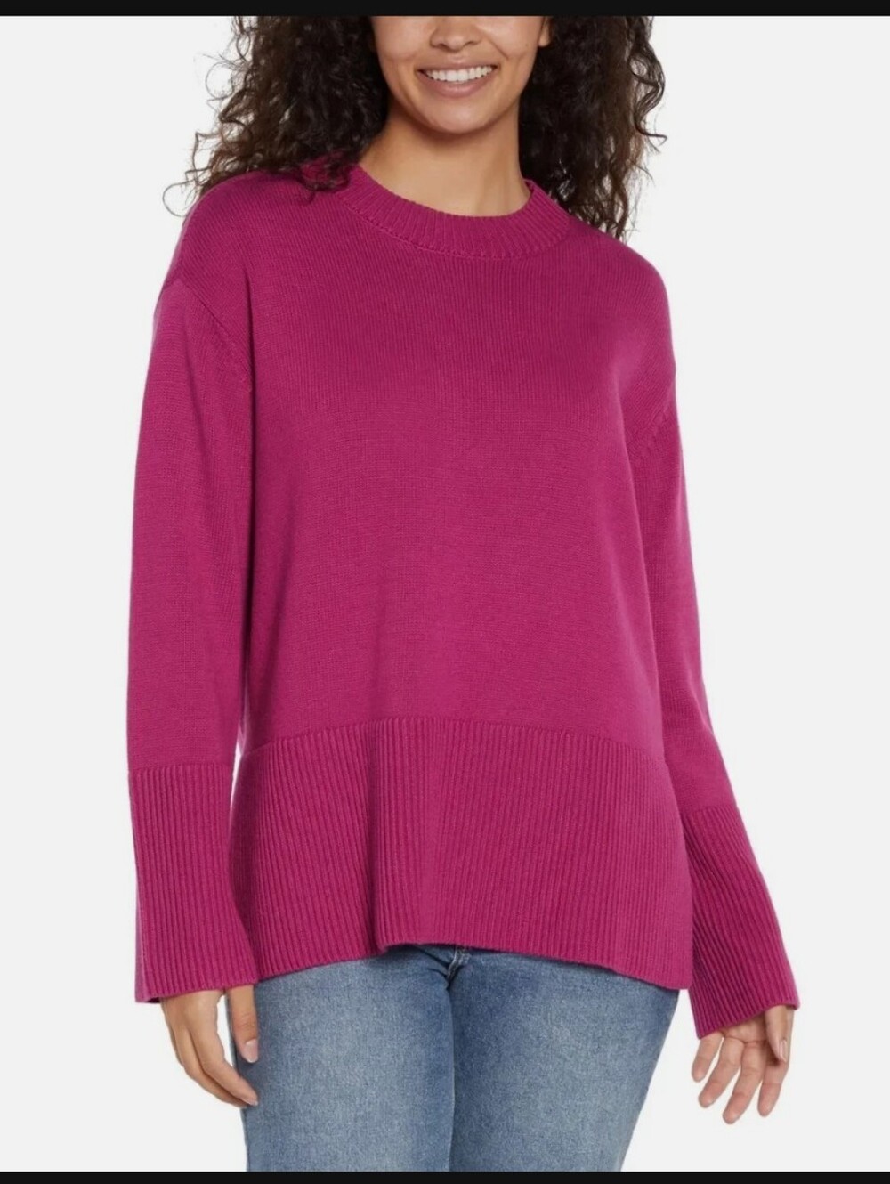 GAP Classic Cotton Crewneck Sweater in Magenta - Women